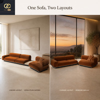 Canapé modulaire italien droit en velours pour salon, design de mobilier de villa, ensemble de canapés luxueux et minimalistes