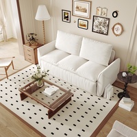 Canapé-lit convertible 3 places beige et blanc de 70,9 pouces avec ensemble oreiller et couverture 2-en-1, canapé-lit en velours