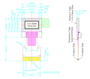 0.32 ''0.32inch nhỏ OLED hiển thị bảng điều khiển 60x32 <span class=keywords><strong>Mini</strong></span> OLED hiển thị màn hình nhỏ - Product Image 4