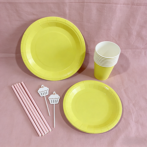 ชุดอุปกรณ์จัดงานเลี้ยงสีพื้น DAMAI ชุดจานชามกระดาษสีพื้นแบบใช้แล้วทิ้ง ขนาด 7 นิ้ว 9 นิ้ว พร้อมถ้วยกระดาษและผ้าเช็ดปาก - Product Image 5