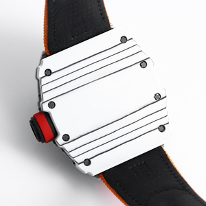 Montre mécanique automatique squelette en fibre de carbone blanche pour homme, montre de sport en toile orange de forme tonneau - Product Image 6