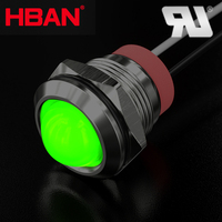 Voyants LED étanches en acier inox HBGQ16DG-D/Y/S, DC 24/220V, vert, 16mm, montage sur panneau