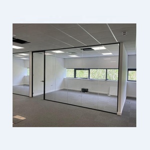 EBUNGE, decoración de oficina sin marco delgada, Partición de vidrio acústico, Partición de vidrio templado de vista completa, diseño de pared de cortina de aluminio - Product Image 6