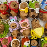 Porte-clés décapsuleur en peluche crochetée à la main avec impression numérique, motif capybara mignon, mini accessoire de dessin animé