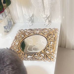 Wedding Events Party 12" Gold Mirror <strong>Square</strong> Plastic Charger <strong>Plates</strong> with Embossed Rims for Table <strong>Setting</strong> - Product Image 4