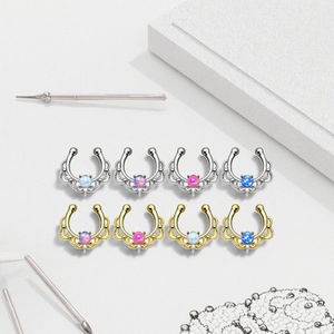 Sahte <span class=keywords><strong>Septum</strong></span> Piercing yüzükler <span class=keywords><strong>Opal</strong></span> burun çember yüzük Xinfocus moda göbek takısı toptan - Product Image 2