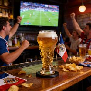 Jarra de Cerveza de Doble Pared con Asa para Ver Partidos de Fútbol, Jarra de Cerveza de Vidrio - Product Image 4