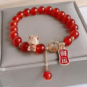 2024 Dragon Year Red Agate Pulseras de cornalina natural para novia Mujeres Primordial Year Lucky Cat Coin <span class=keywords><strong>Pulsera</strong></span> de ágata roja - Product Image 5