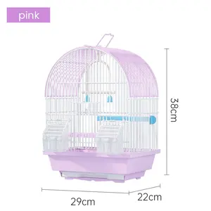 Adorabile Design rotondo Mini piccola dimensione pappagallo canarino gabbia per uccelli in metallo filo portatile per animali domestici gabbie per uccelli