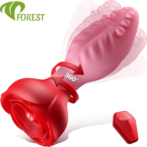TTFOREST 실리콘 진동 항문 플러그 9단 진동 회전 360도 원격 제어 로즈 베이스 방수 성인용 - Product Image 6