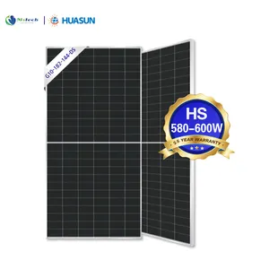 HUASUN Tuv Cec sertifikat Mono Pannello fotolteico 580w 585w 590w 595w 600 watt kaca ganda harga Panel surya fotovoltaik