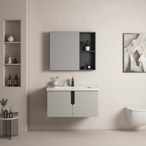 Espace nordique en aluminium salle de bain armoire combinaison petite unité salle de bain en céramique bassin intégré salle de bain armoire lavabo - Product Image 2