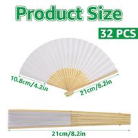 Kipas Lipat Kertas Putih Grosir Cina dengan Gagang Bambu Abanico De Papel Boda Dekorasi Pernikahan Hadiah DIY