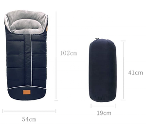 En gros Sac de couchage d'hiver pour poussette, coupe-vent, chaud et épais, avec manchons de pieds, sac de voyage et de rangement pour bébé, unisexe, en nylon avec fermeture éclair - Product Image 3