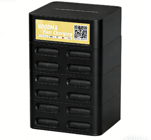 Borne de recharge publique pour téléphone, 12 emplacements pour batteries, banque d'alimentation partagée, empilable, location - Product Image 4