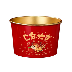 Tazón Redondo de Papel Dorado Desechable para Fiestas del Año Nuevo Chino, Apto para Alimentos y Microondas - Product Image 1