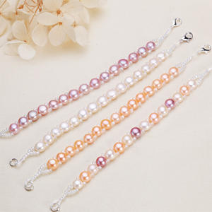 Bracelet en perles d'eau douce baroques en gros, design de tissage de perles plates, sélection en direct de Zhuji, accessoires - Product Image 1