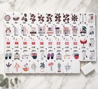 Tuiles de Mahjong en Acrylique Légères et Portables avec Motifs Café, Bougie, Plante et Maison – Ensemble de Mahjong Américain pour la Maison et la Table