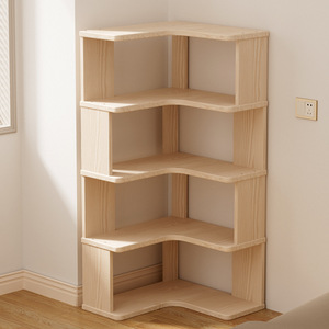 Mueble esquinero de madera maciza, estantería de esquina, armario de almacenamiento, estantería integrada de pared de 90 grados para apartamentos pequeños - Product Image 2