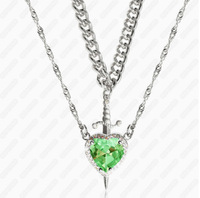 Collier à chaîne à maillons en acier inoxydable tendance, collier superposé, pendentif géométrique en zircon en forme de cœur, poignard, cadeau unisexe, collier de couple