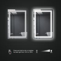 Defogger Rectangle Carré Mur Rétro-Éclairé Capteur Tactile Commutateur Sans Cadre Trempé Led Salle De Bains Miroir De Bain Avec Lumière pour Salle De Bains