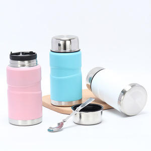 Stainless Steel <b>Thermos</b> Cup 304 Insulated Portable Travel <b>Bottle</b> With Spoon Pink Black Light Blue Dark Blue White - Product Image 2