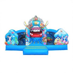 Château gonflable Shark Naughty Castle, combo de château de saut et de rebond avec couleur et logo personnalisés, ignifuge, imperméable, installation facile - Product Image 1