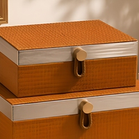 Ensemble de 2 boîtes de rangement en cuir texturé pour coffre, étui organisateur de bijoux, boîte cadeau