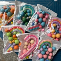 26 pièces/sac, décorations de gâteau en forme de boule, étoile et arc-en-ciel, ensemble de boules artificielles pour macarons, fournitures de décoration de gâteaux