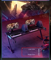 Bureau de jeu RGB moderne noir sur mesure pour le bureau à domicile, table d'ordinateur personnalisée, table de jeu personnalisée, vente en gros OEM