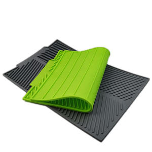 Passe au lave-vaisselle à usages multiples étanche antidérapant <span class=keywords><strong>2</strong></span> tailles grand tapis d'égouttage tapis de séchage de vaisselle en Silicone pour comptoir de cuisine - Product Image 2