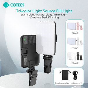 Luce di Riempimento Portatile COTECi 10W, Luce Naturale Bianca Tricolore Aurora con Dimmerazione per Fotografia con Smartphone e Selfie, Alimentazione a Batteria - Product Image 2