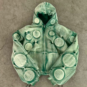 <span class=keywords><strong>Felpa</strong></span> con cappuccio imbottita Unisex da uomo in fabbrica con cappuccio imbottito con cappuccio personalizzato lavato e lavaggio acido con <span class=keywords><strong>Zip</strong></span> <span class=keywords><strong>felpa</strong></span> con cappuccio OEM & ODM cappotto da uomo - Product Image 2