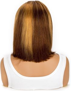 Perruques en gros prêtes à être expédiées, tissages et perruques, couleur marron miel 1B, perruques bob droites en cheveux humains avec dentelle frontale - Product Image 5