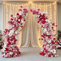 Arche de fleurs artificielles réalistes en forme de rose pour la décoration d'entrée de mariage en extérieur, style naturel