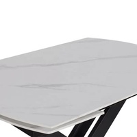 Table de Salle à Manger Extensible Luxe Marbre Rond à Ovale en Céramique, Table à Manger Ovale Marbre 8 Places