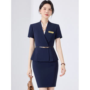 Women's Professional Summer Suit Short Sleeve Elegant Style For Hotel Reception <b>Work</b> Uniform - Product Image 1