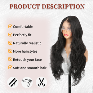 Peluca frontal de encaje HD 13x6, súper ondulada, larga, brasileña, con encaje transparente, densidad del 180%, de 14 a 30 pulgadas - Product Image 4