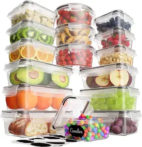 16pcs Clear Reusable Durable Kitchen Pantry 16 pcs set transparent airtight dry food storage plastic containers