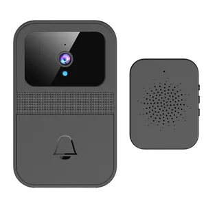 No Holes to Cut Wireless Smart APP Connect Real Time Viewing Video Call Doorbell with AA Battery for Family Security Alarm Black