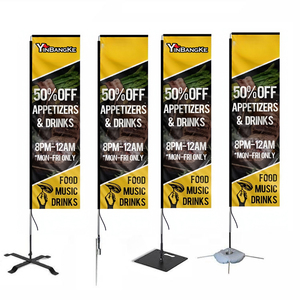 Customized Outdoor Promotional Business Advertising Rectangular Banners Beach Flag With Oxford Bag