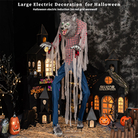 Décoration d'Halloween : Grand Loup-garou Électrique avec Capteur de Mouvement et Son pour Maison Hantée et Parc d'Attractions