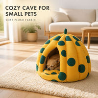 Lit pour animaux de compagnie mignon à pois en forme de citrouille pour chats et chiens, en coton PP doux
