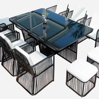 Ensemble de table et de chaises en métal de luxe léger Tengyi pour l'extérieur, table à thé de patio, combinaison de villa, imperméable, résistant au soleil, avec dossier