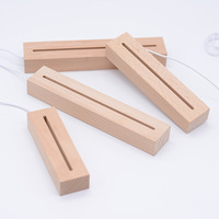 Rectangle personnalisé 3D bois lumière LED affichage en bois lumière LED lampe en bois Base Laser cristal verre Art