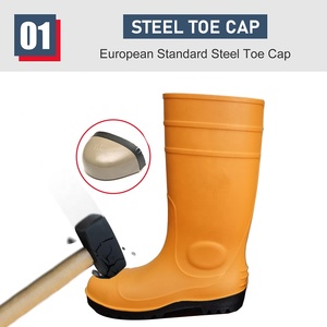 Bottes de sécurité imperméables Tiger Master en PVC <span class=keywords><strong>orange</strong></span>, antidérapantes, anti-choc, avec embout en acier et protection anti-perforation, pour hommes, idéales pour la construction. - Product Image 2