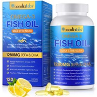 Acentiallabs Minyak Ikan Softgel 1280mg Omega-3 EPA DHA 120 Softgel Dewasa Bebas Gula Vegan Bebas Gluten Kesehatan Kardiovaskular