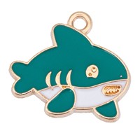 Breloques en alliage émaillé motif requin de dessin animé mignon, à anse unique, accessoires de bijoux DIY pour la fabrication de bracelets et de colliers