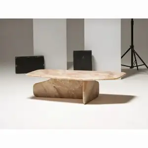 SHIHUI özelleştirilmiş tasarım doğal taş lüks Modern satılık klasik mobilya pembe mermer sehpa
