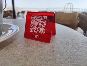 Mini tablero acrílico QR <span class=keywords><strong>Menu</strong></span> stands Letreros de mesa Exhibición de precios independiente - Product Image 4